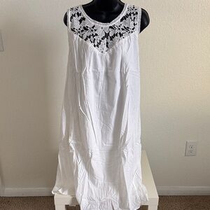 NWT Knox Rose White Sleeveless Lace Yoke Dress 1X